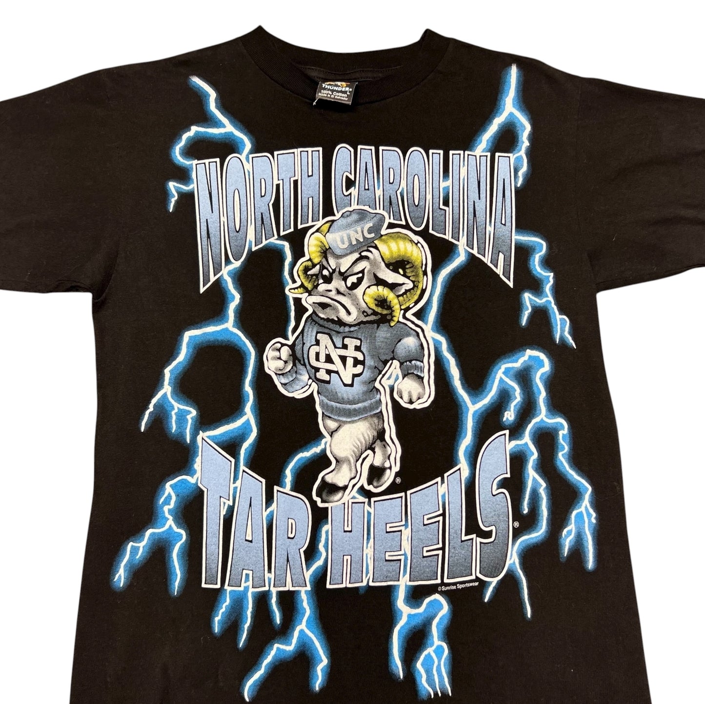 Vintage 90S North Carolina University Tar Heels Lightning American Thunder Tee L