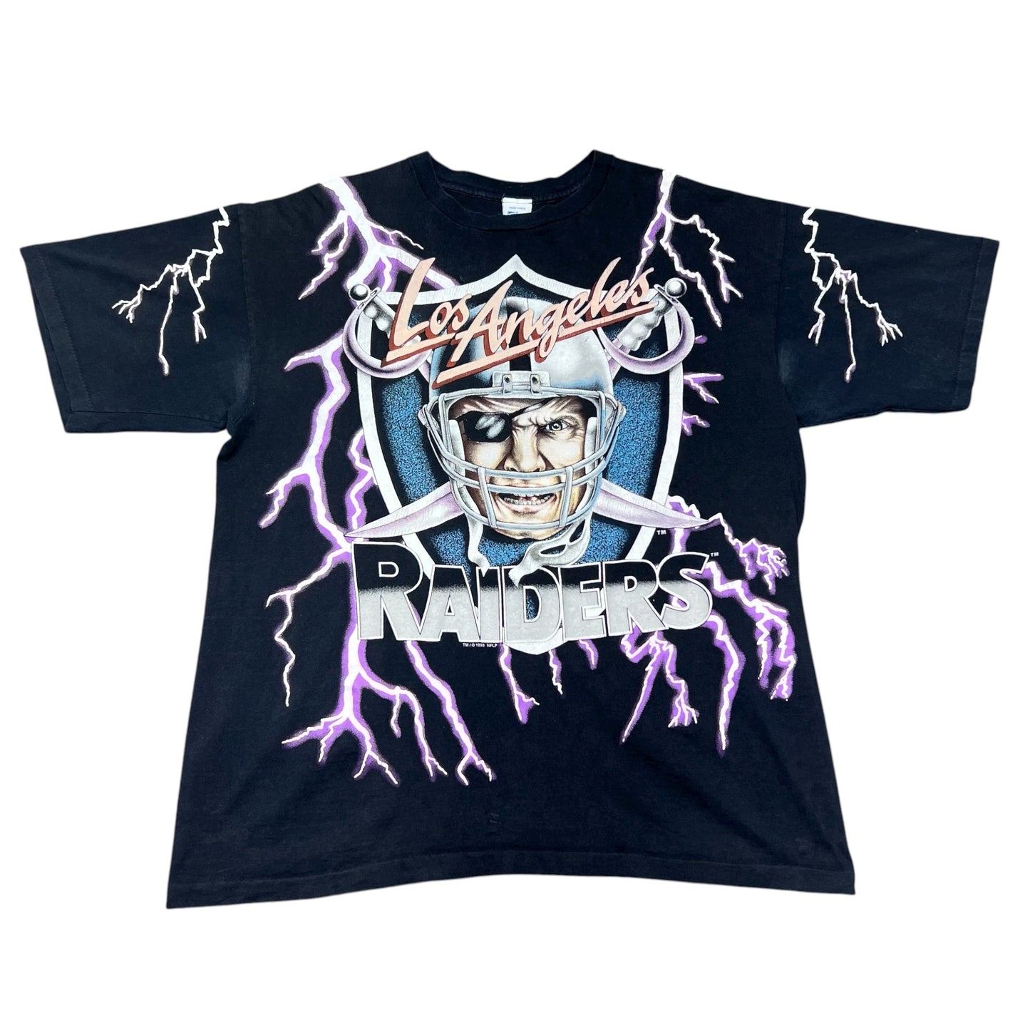 Vintage 1993 Salem Los Angeles Raiders Football Lightning Tee XL