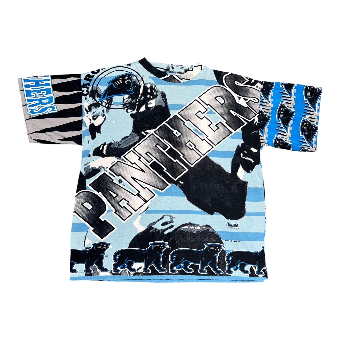 Vintage 1994 Magic Johnson Tag Carolina Panthers Football AOP Tee L