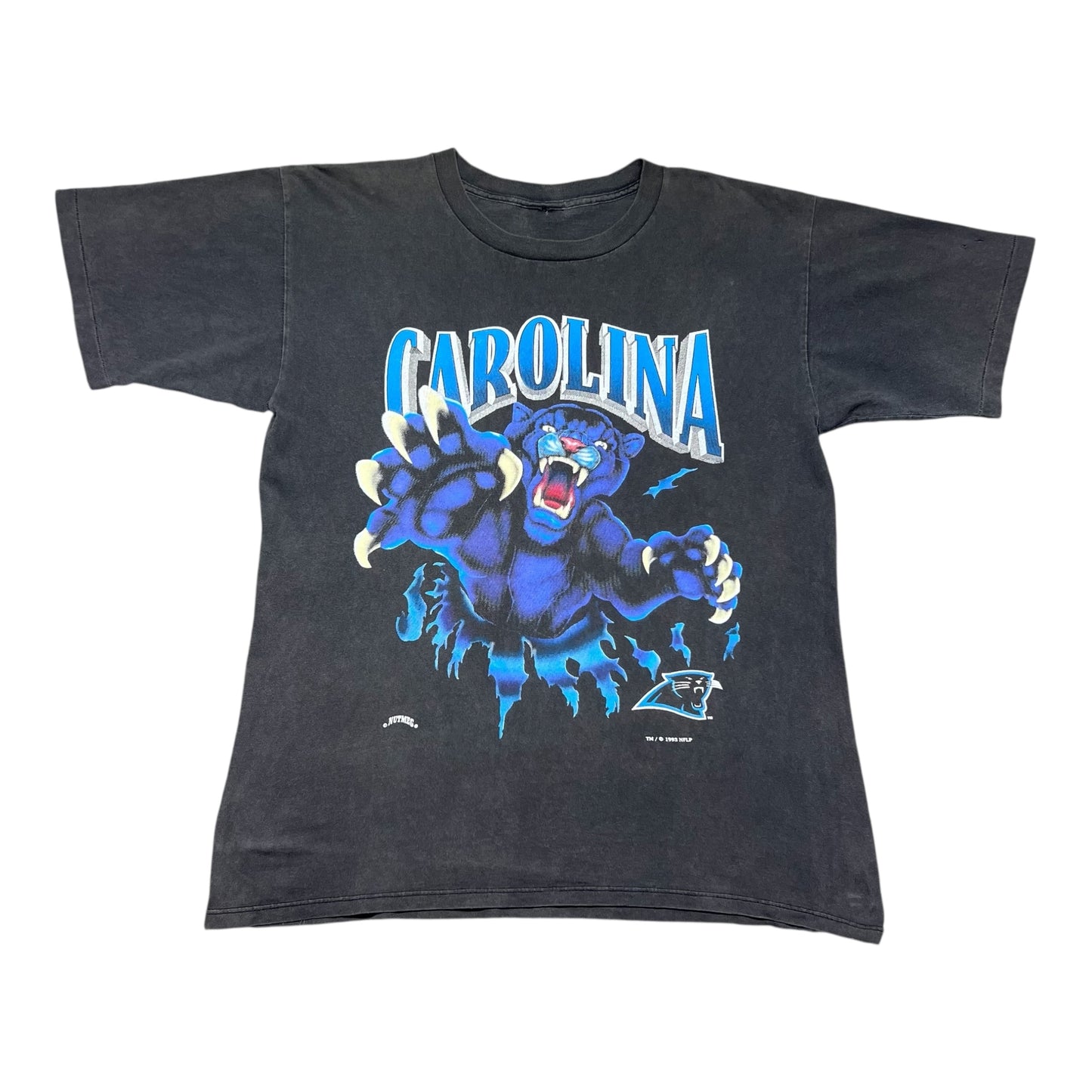 Vintage 1993 Nutmeg Carolina Panthers Breakthrough Mascot Realistic Tee L