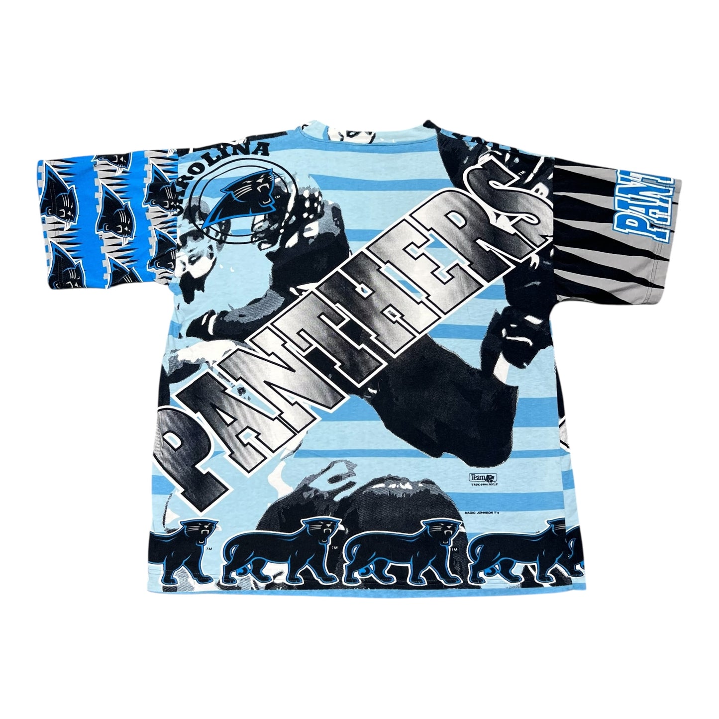 Vintage 1994 Magic Johnson Tag Carolina Panthers Football AOP Tee L