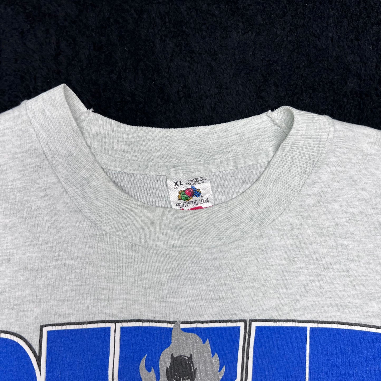 Vintage 90s FOTL Tag Duke University Grey Flames Blue Devils Tee XL