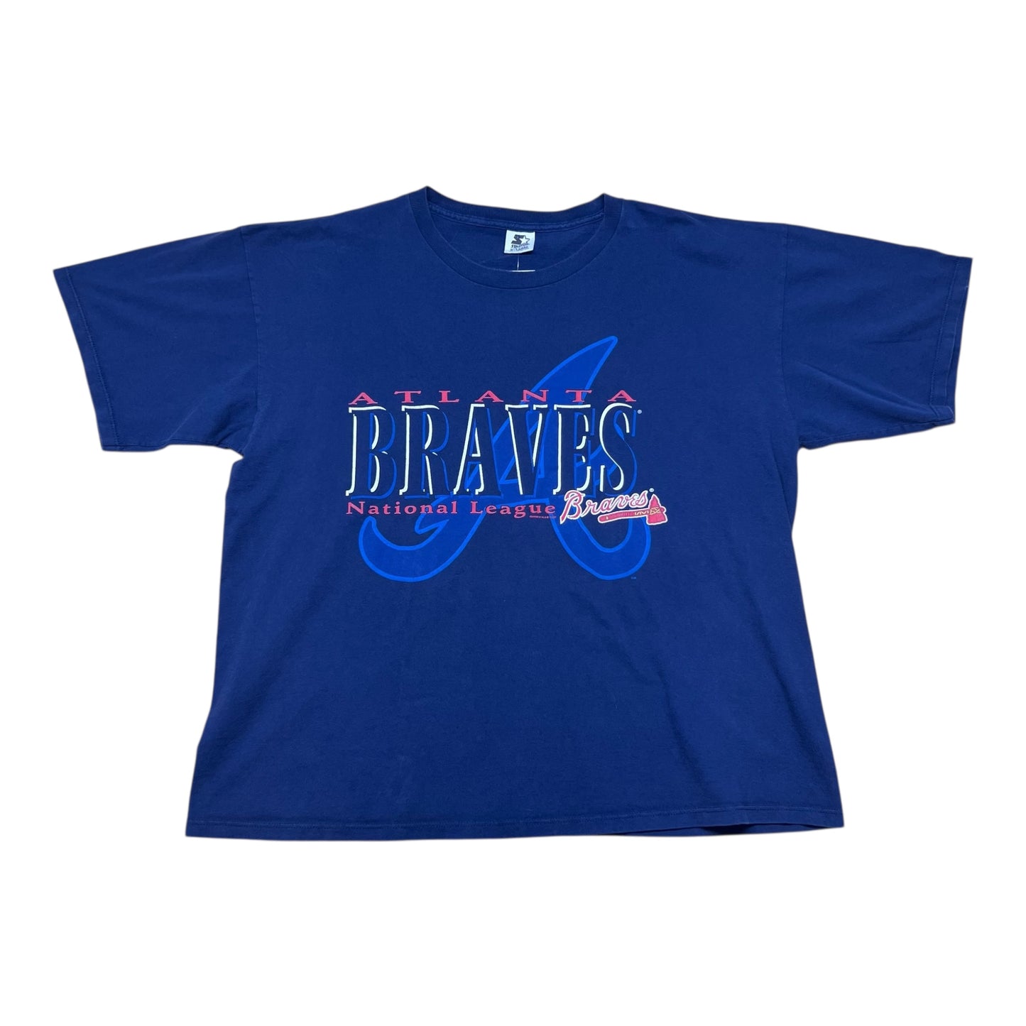 Vintage 1997 Starter MLB Atlanta Braves Baseball Navy Blue Tee XL