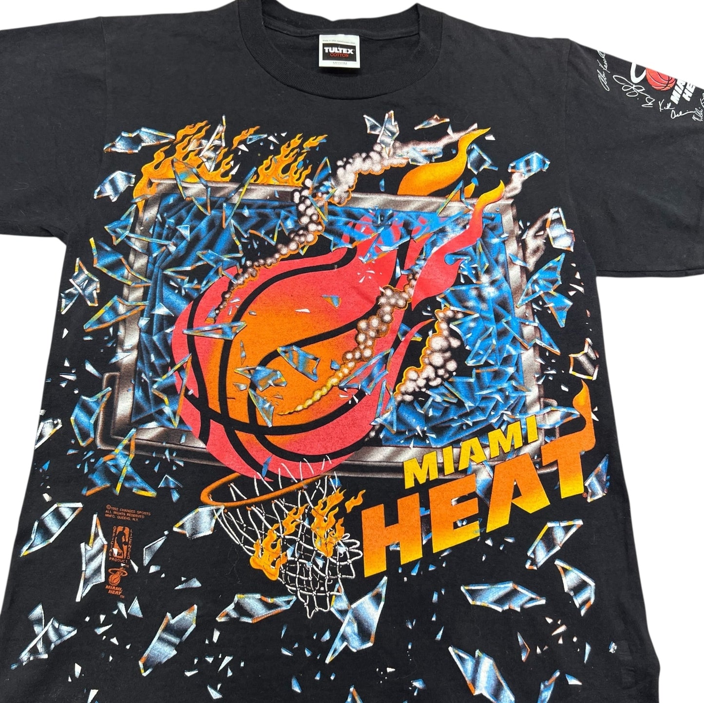 Vintage 1992 Miami Heat Basketball Shattered Backboard Tee M