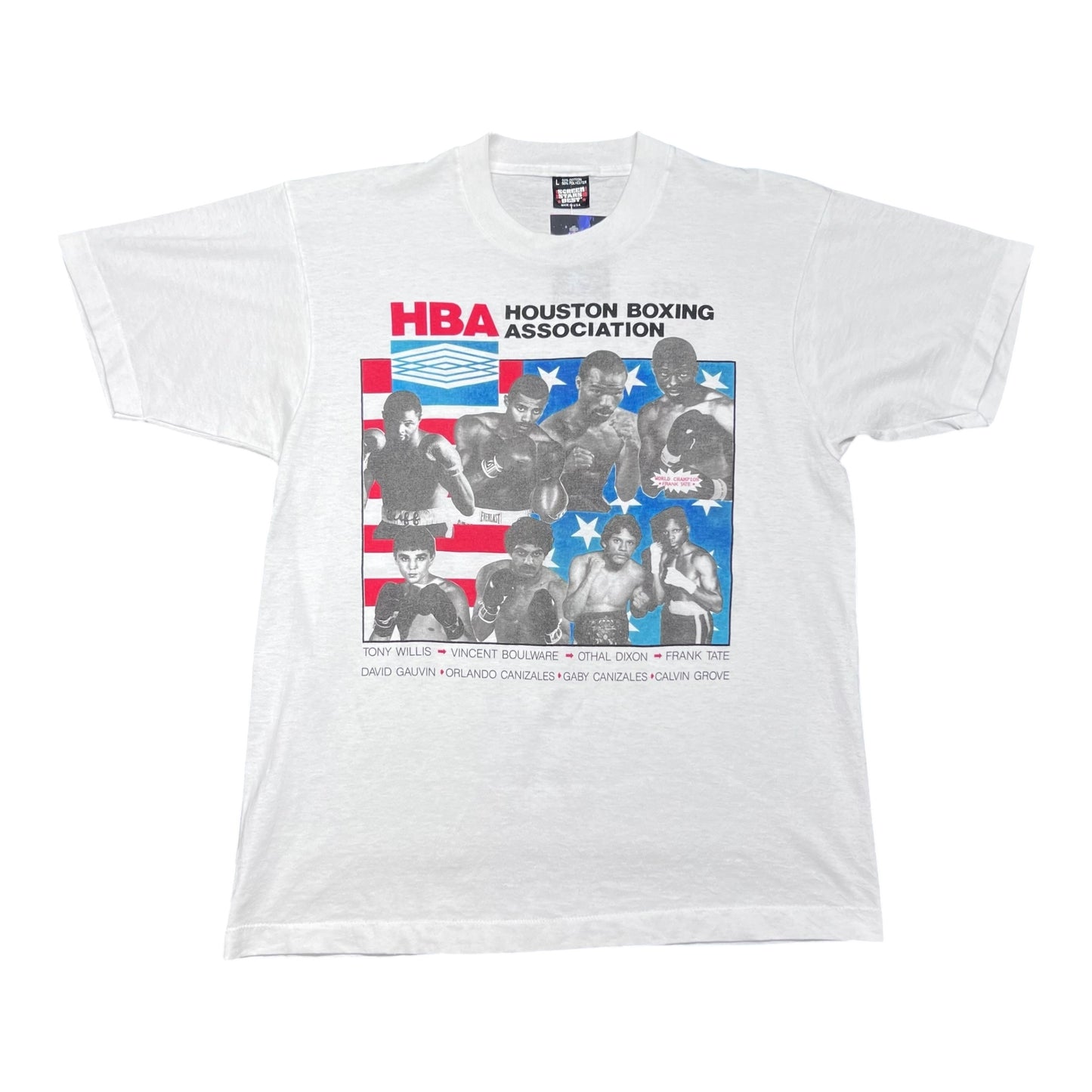 Vintage 90s HBA Houston Boxing Association American Flag Tee L