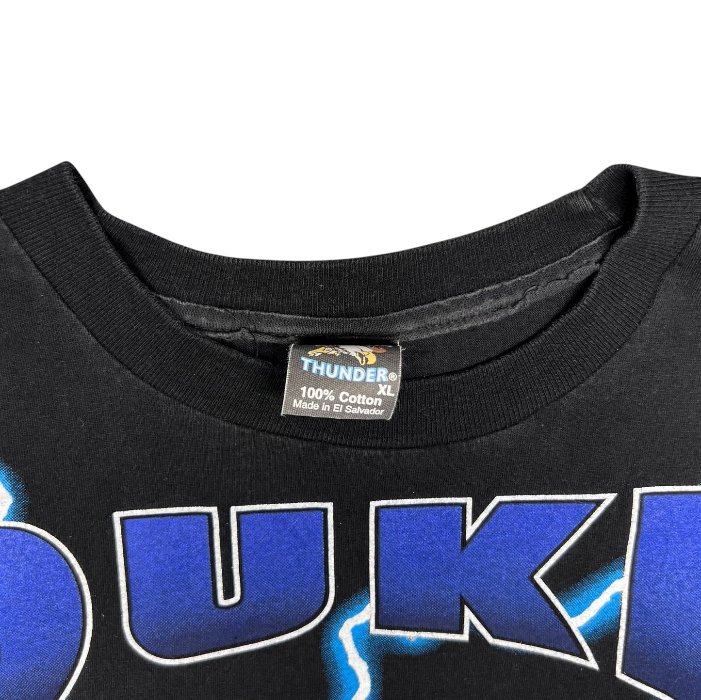 Vintage 90S Duke University Blue Devils Lightning American Thunder Tee XL