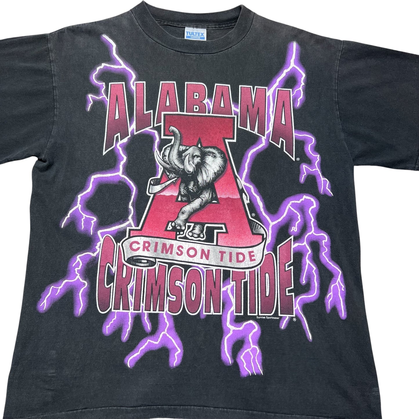 Vintage 90s Alabama Crimson Tide University Lightning American Thunder Tee L