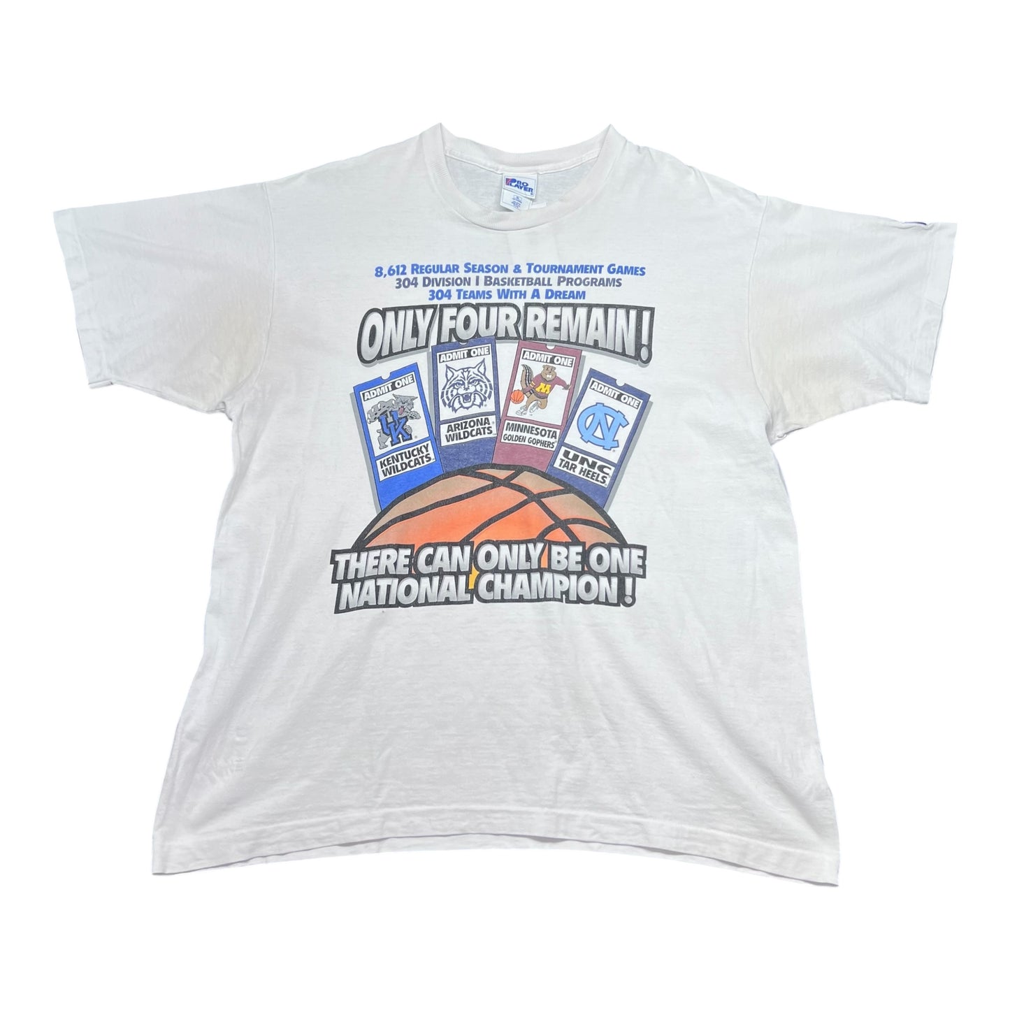 Vintage 90s Pro Player “Only Four Remains” North Carolina Tar Heels Ticket Tee XL