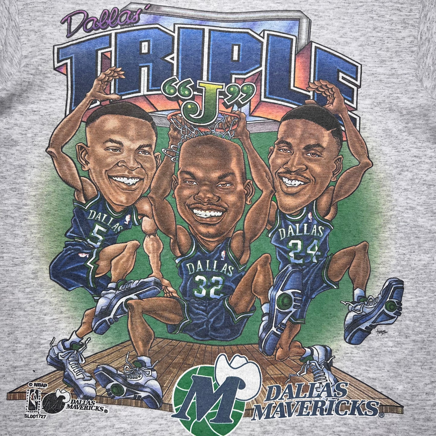 Vintage 90s Salem Dallas Mavericks “Triple J” Caricature Basketball Tee M