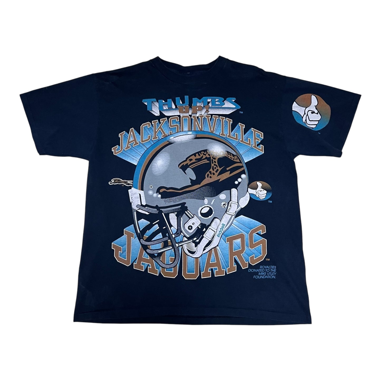 Vintage 90s NFL Jacksonville Jaguars “Thumbs Up” Banned Logo Helmet Tee XL