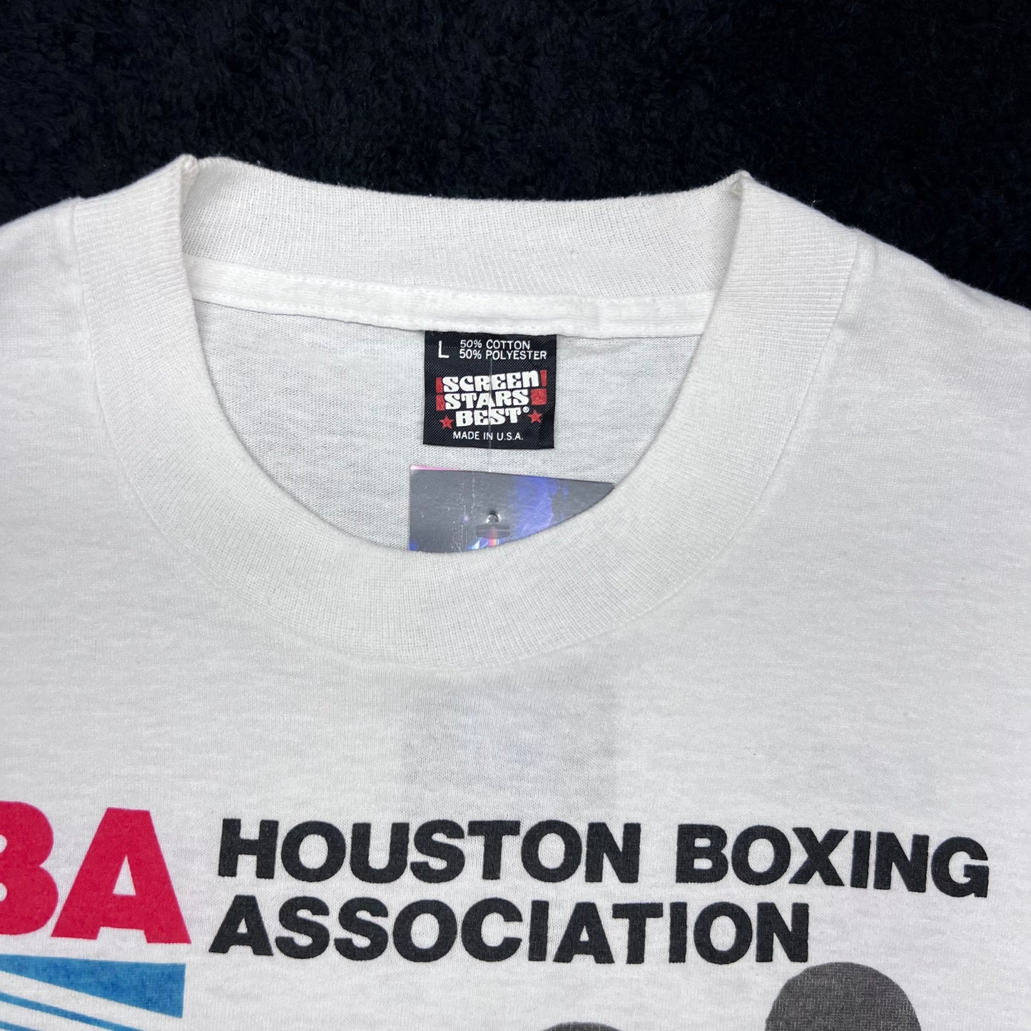 Vintage 90s HBA Houston Boxing Association American Flag Tee L