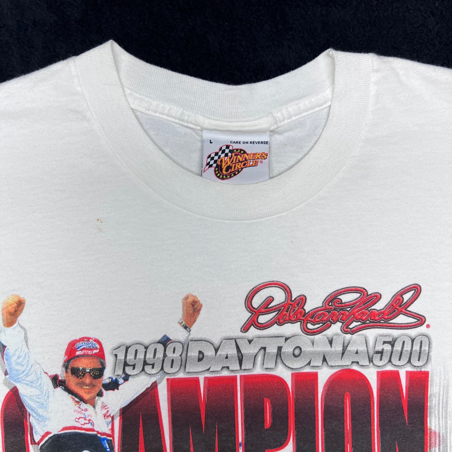 Vintage 1998 Winner Circle Dale Earnhardt Daytona 500 Champion NASCAR Tee L