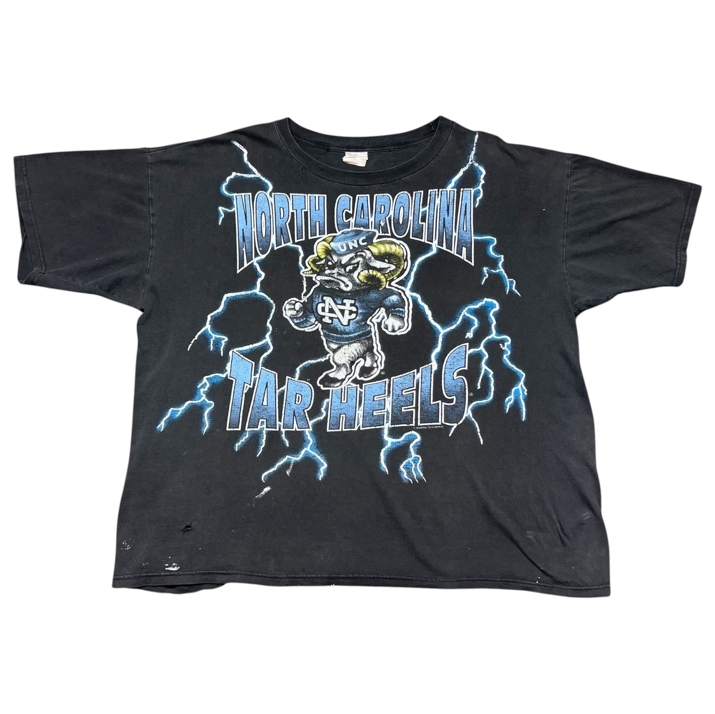 Vintage 90S North Carolina University Tar Heels Lightning Champ Tag Tee XXL