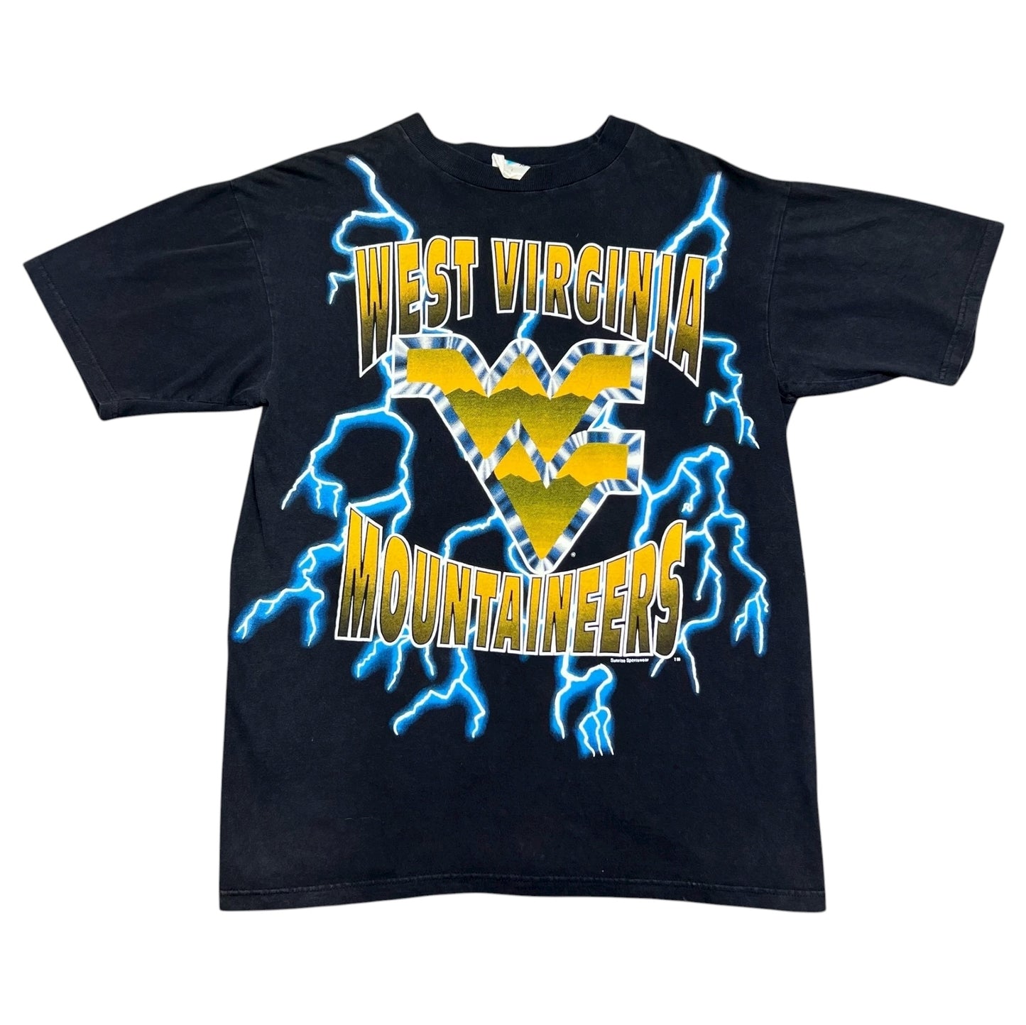 Vintage 90S West Virginia University Mountaineers American Thunder Lightning Tee L