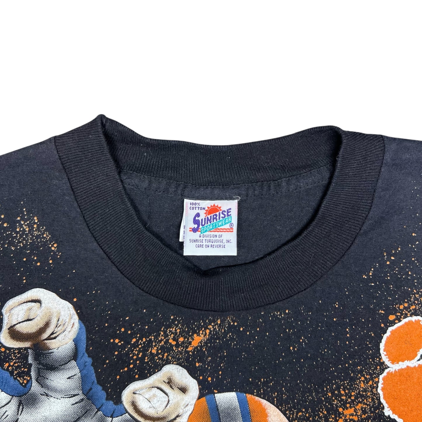 Vintage 90s AOP University Of Clemson Tigers Football Player Tee XL