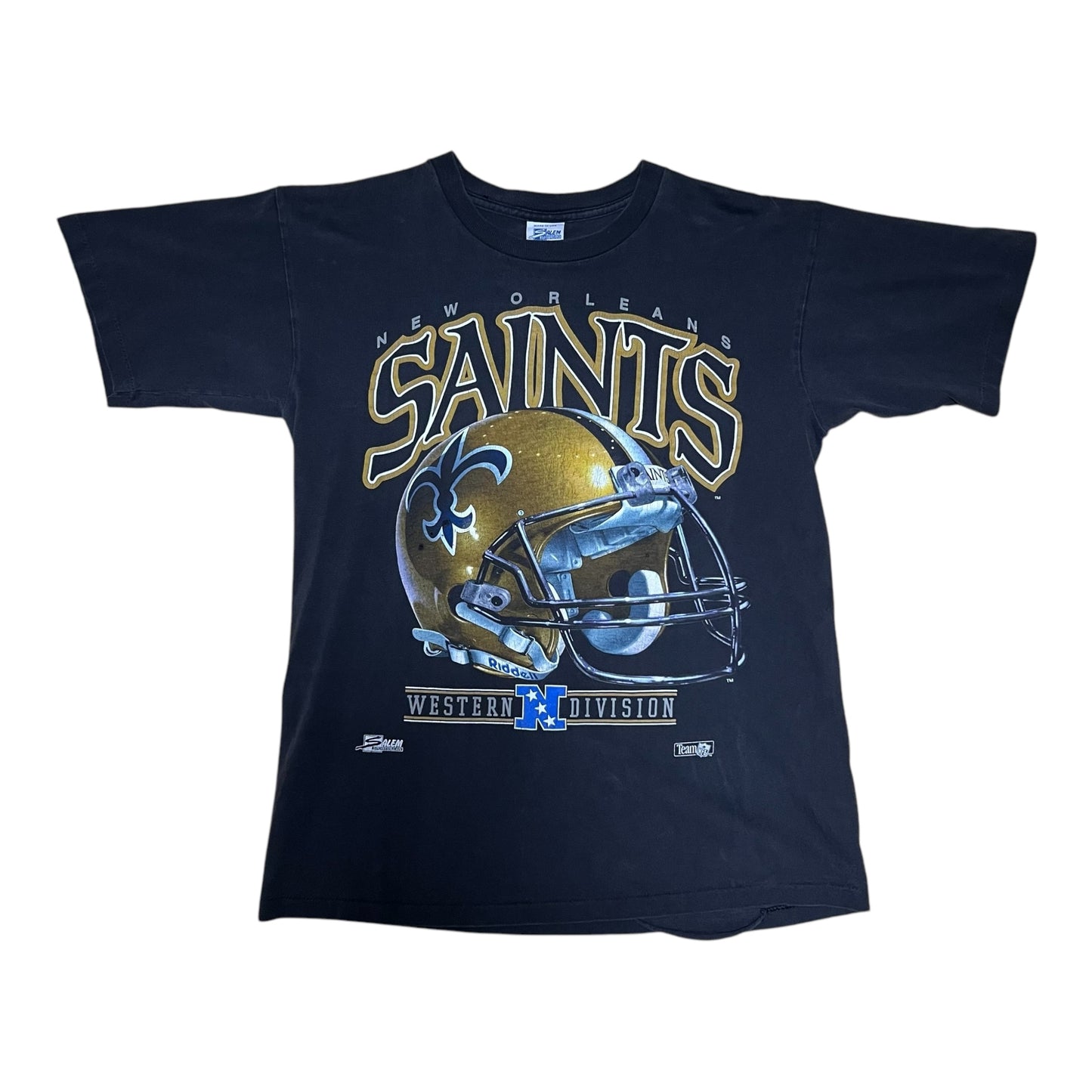 Vintage 90s Salem NFL New Orleans Saints Western Division Football Helmet Tee M
