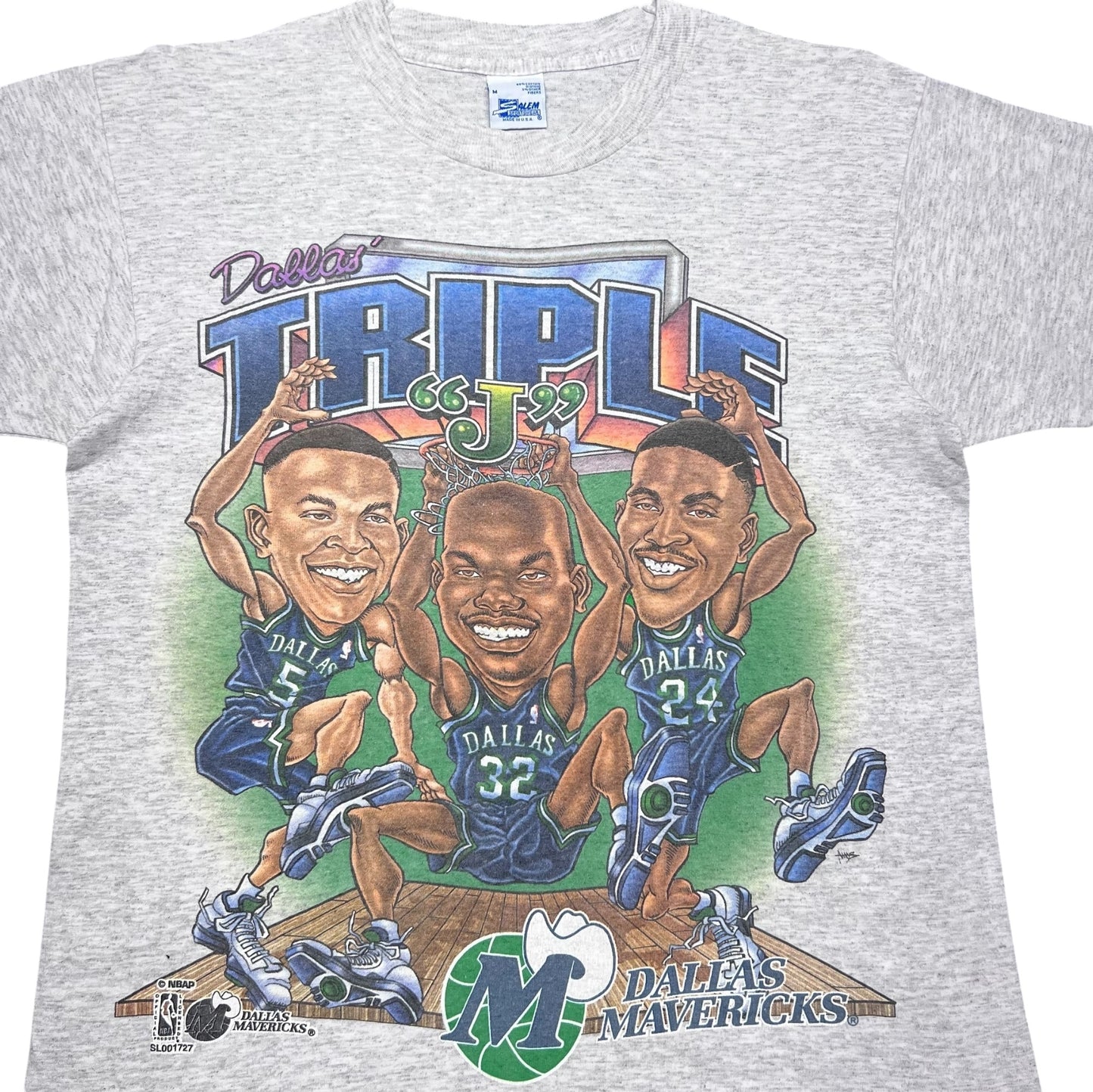 Vintage 90s Salem Dallas Mavericks “Triple J” Caricature Basketball Tee M
