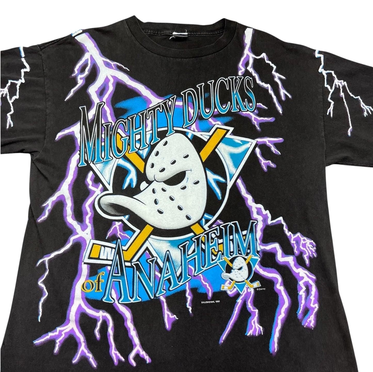 Vintage 1993 Salem Mighty Ducks Anaheim Hockey Lightning Tee XL