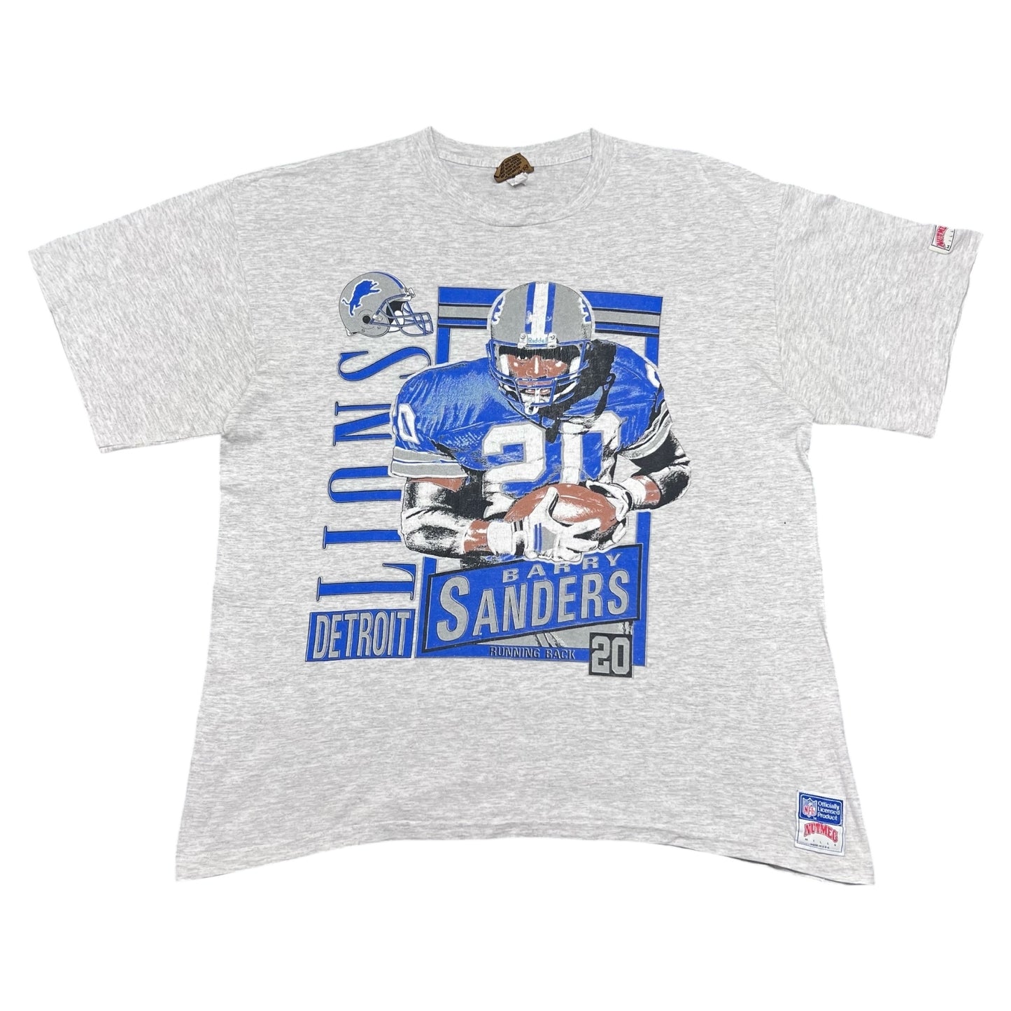Vintage 1996 Nutmeg Detroit Lions Barry Sanders Football Player Double Sided Tee XL