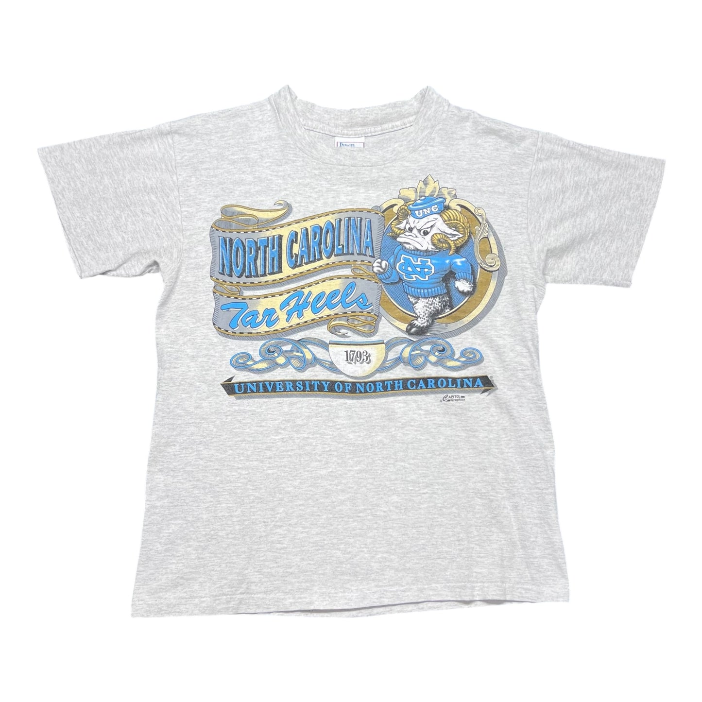 Vintage 90s Capitol Graphics University Of North Carolina Tar Heels Ribbon Tee M