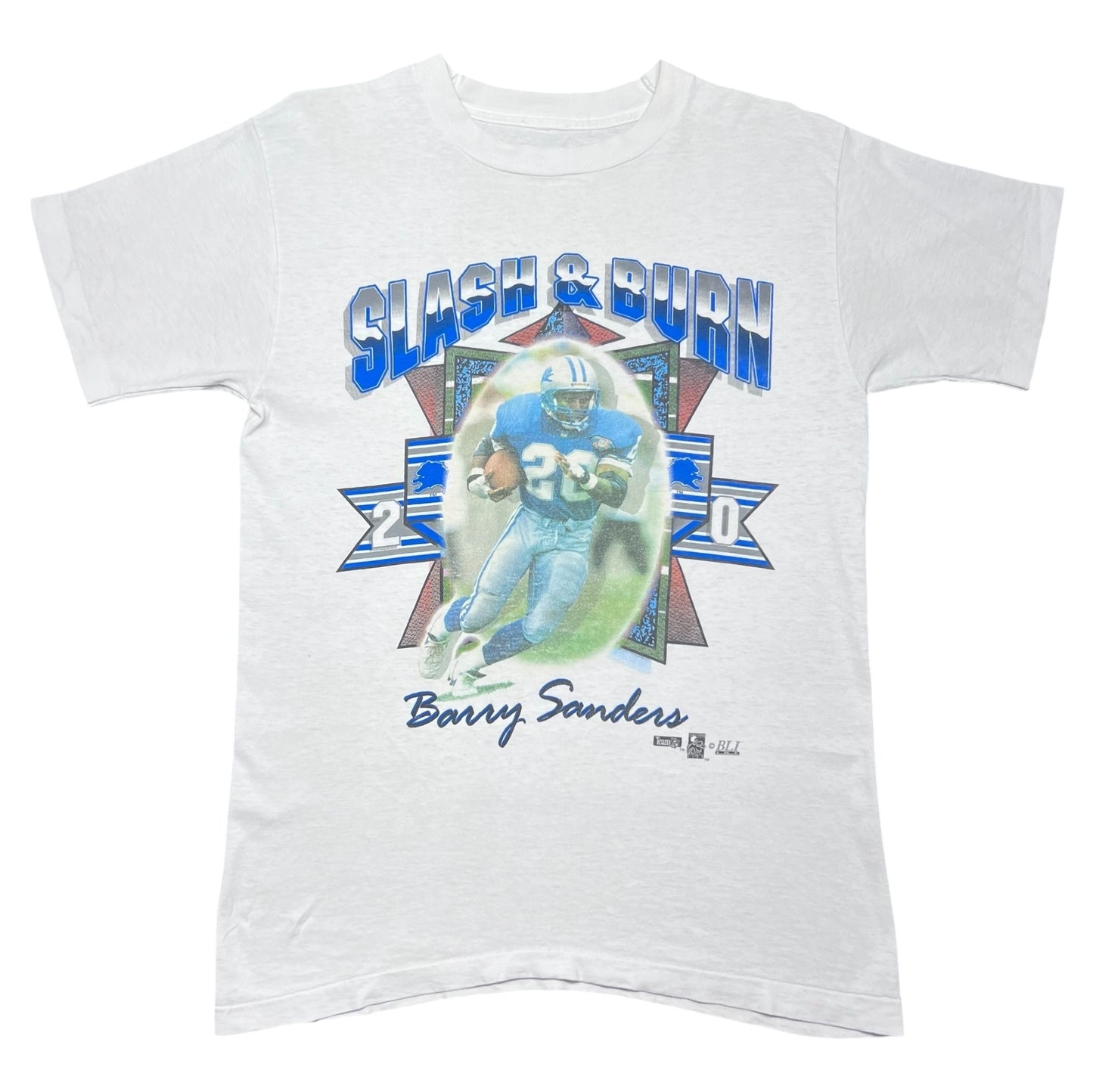 Vintage 90s Detroit Lions Barry Sanders Slash & Burn Player Tee L