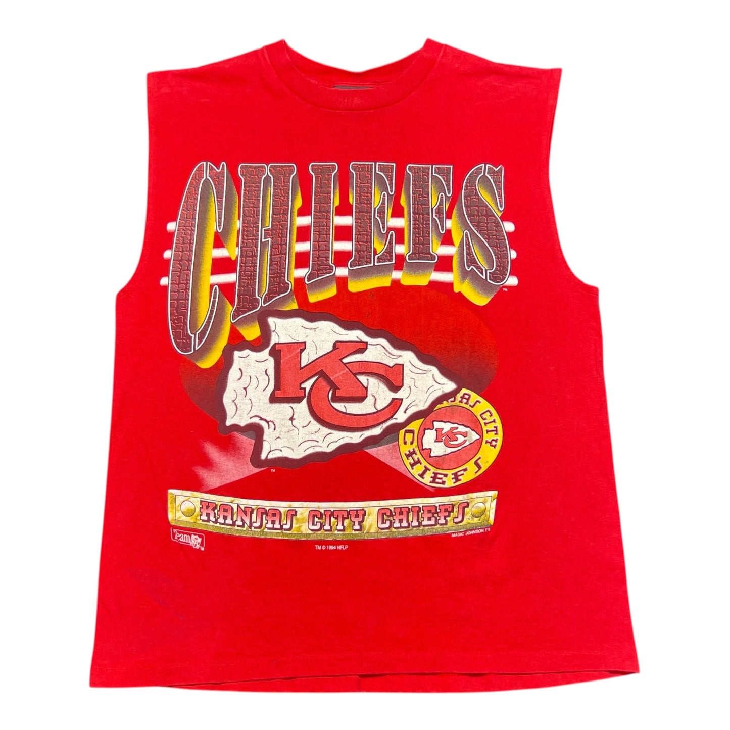 Vintage 1994 Magic Johnson Tag Kansas City Chiefs Cut-Off Tee L