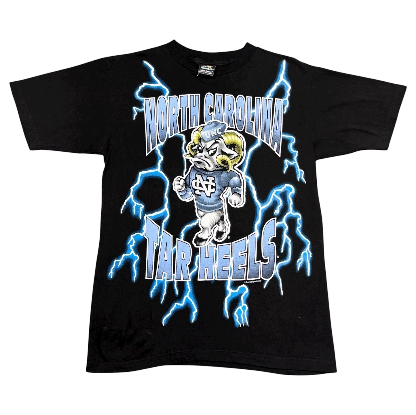 Vintage 90S North Carolina University Tar Heels Lightning American Thunder Tee L