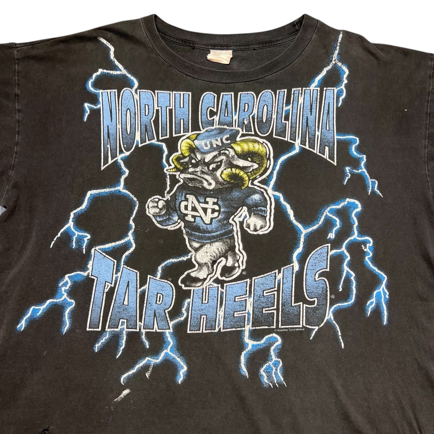 Vintage 90S North Carolina University Tar Heels Lightning Champ Tag Tee XXL