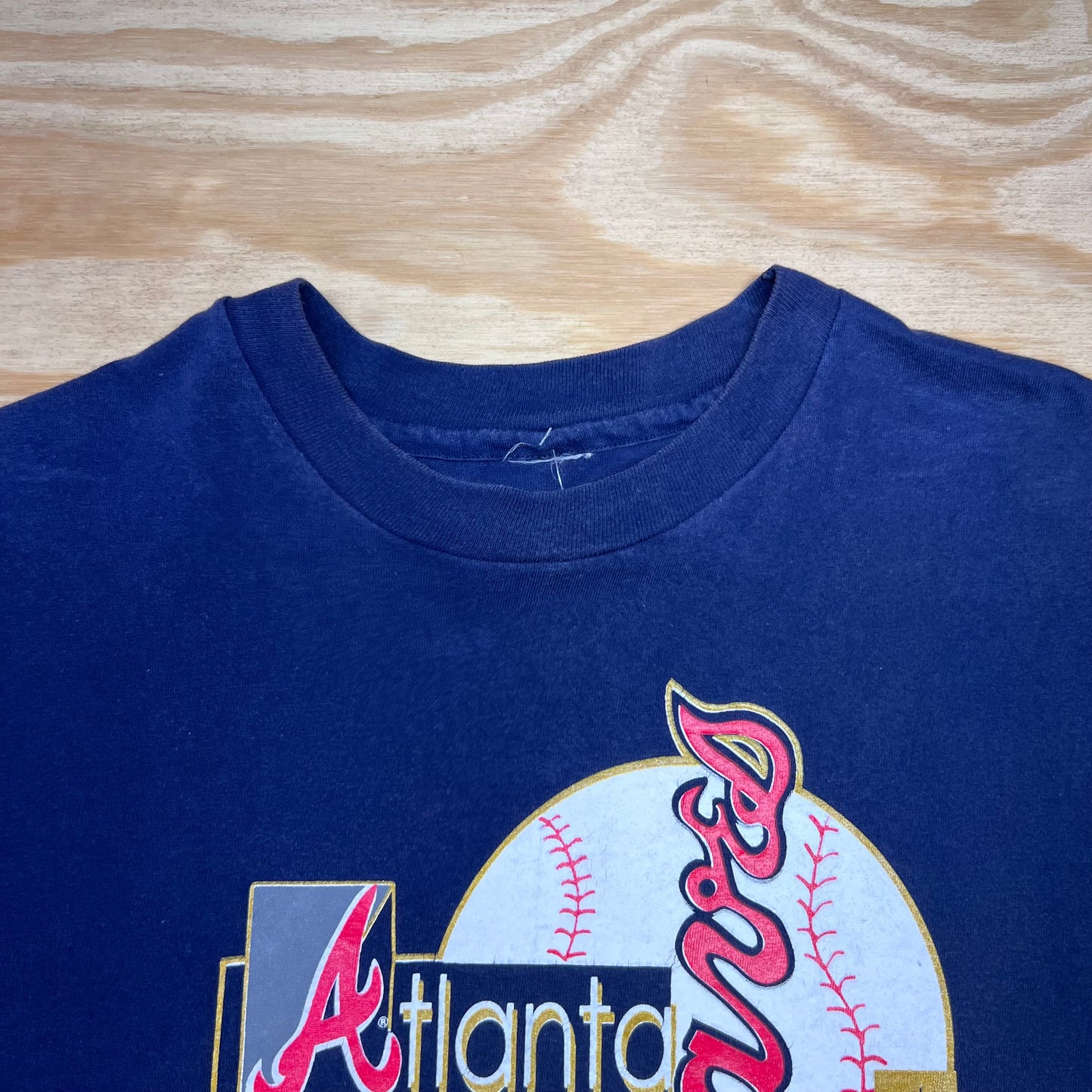 Vintage 1994 Navy Blue MLB Atlanta Braves Baseball “YES!” Tee XL