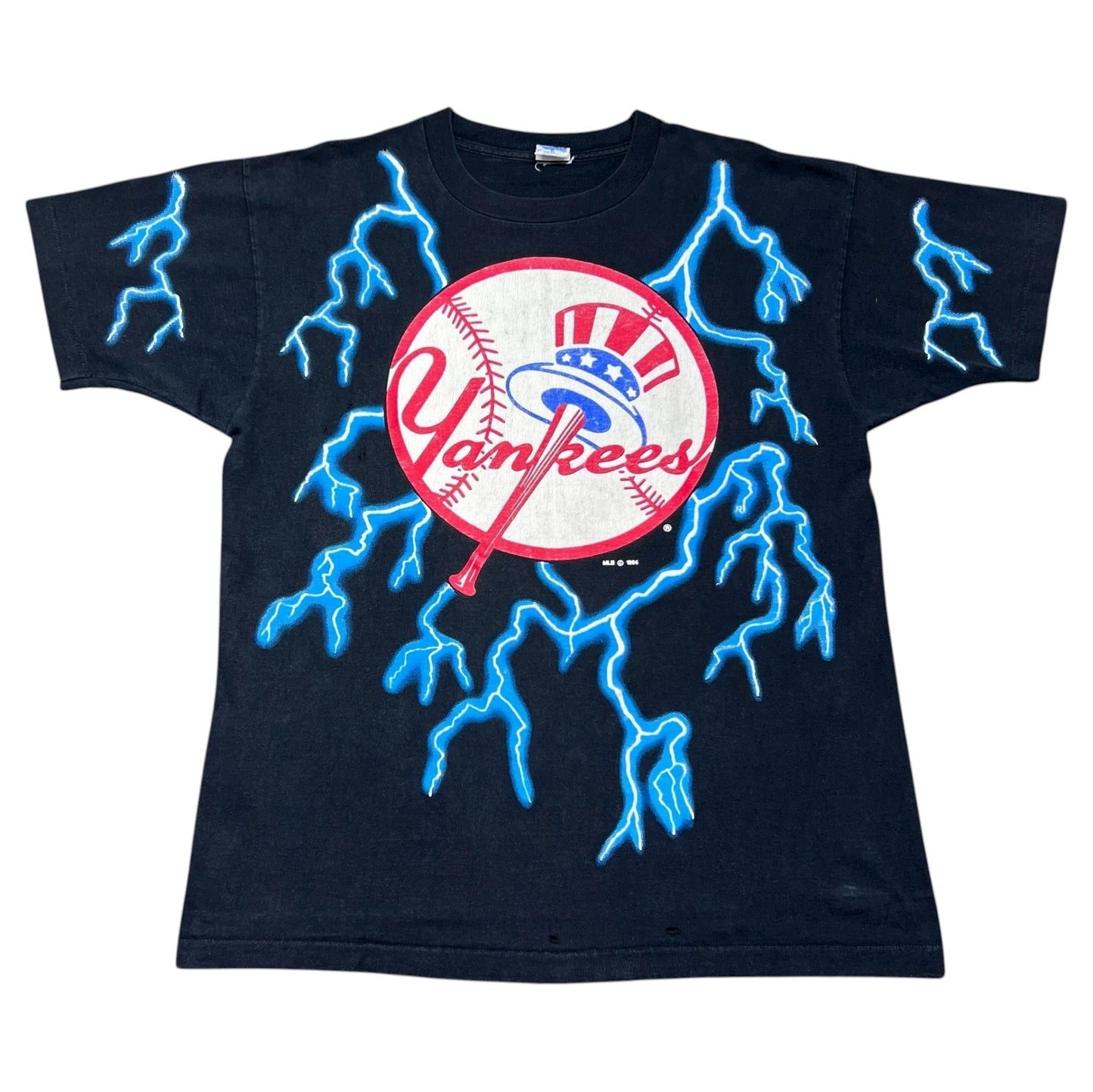 Vintage 1994 Salem Sportswear New York Yankees Baseball Lightning Tee XL