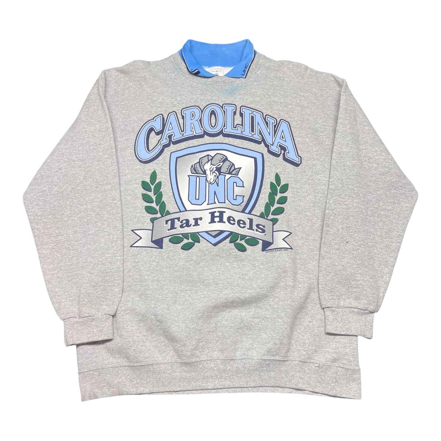 Vintage 90s North Carolina University Tar Heels Shield Collared Sweatshirt XXL