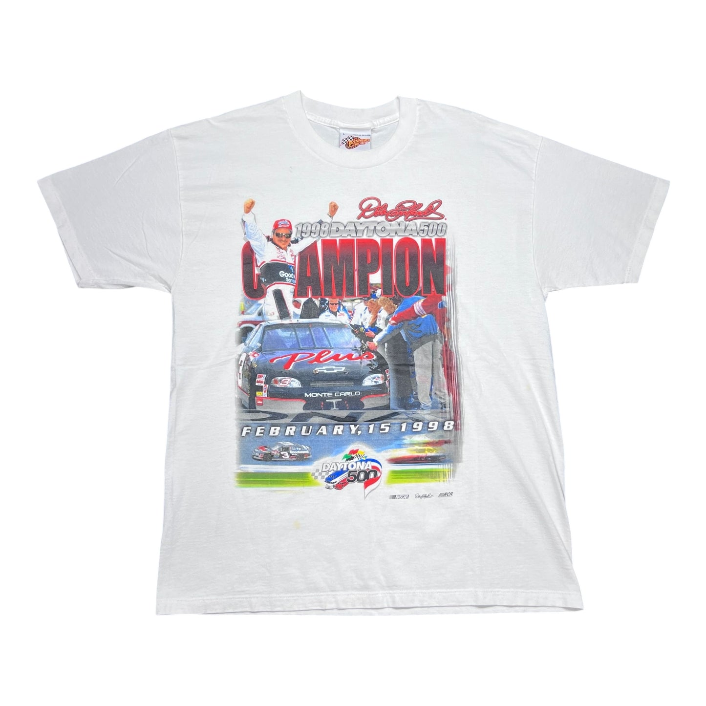 Vintage 1998 Winner Circle Dale Earnhardt Daytona 500 Champion NASCAR Tee L