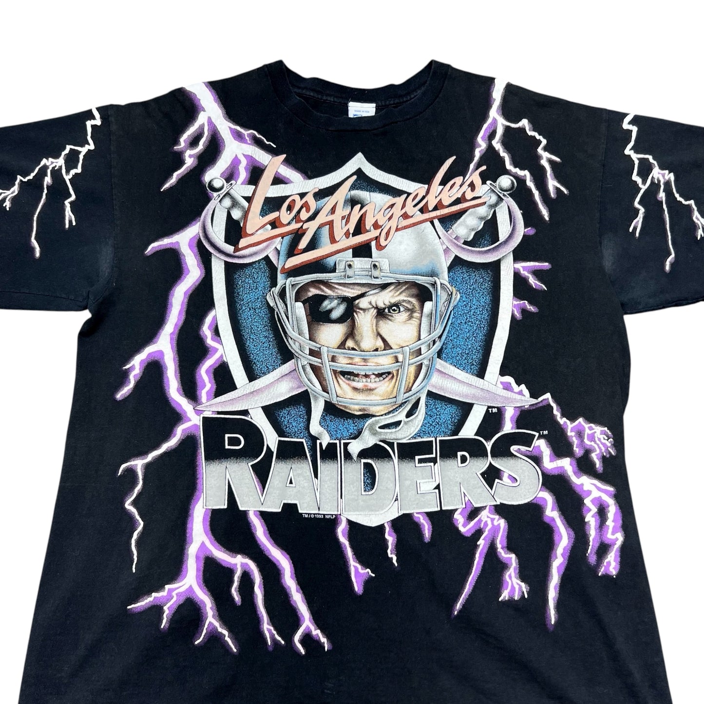 Vintage 1993 Salem Los Angeles Raiders Football Lightning Tee XL