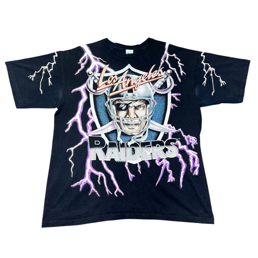 Vintage 1993 Salem Los Angeles Raiders Football Lightning Tee XL