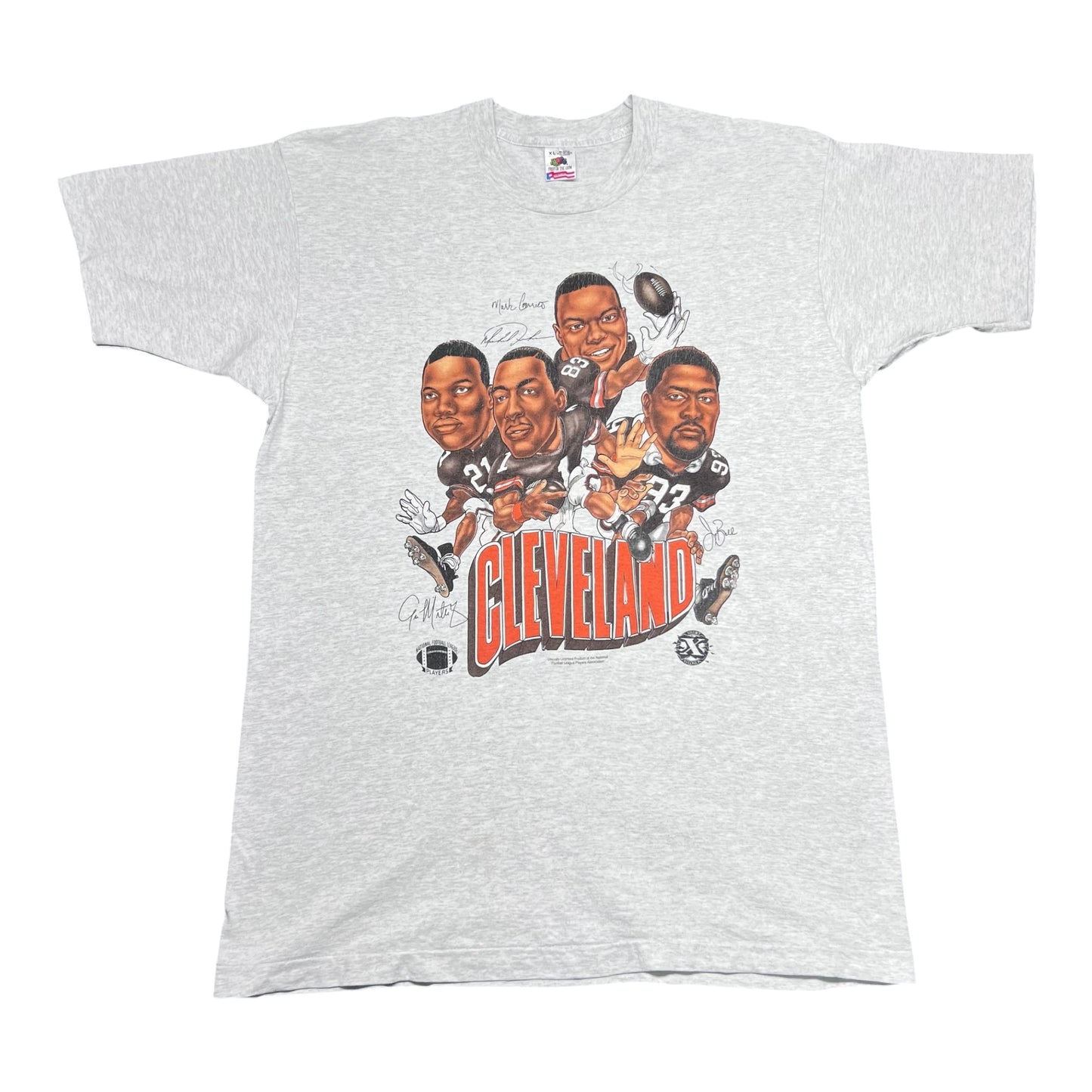 Vintage 90s FOTL Cleveland Browns Football Players Caricature Tee XL
