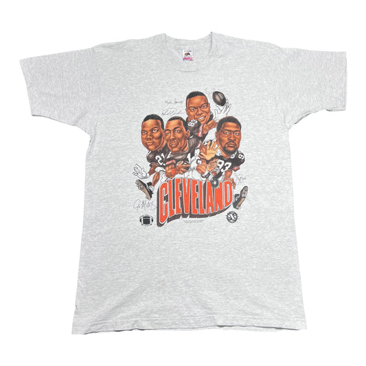 Vintage 90s FOTL Cleveland Browns Football Players Caricature Tee XL