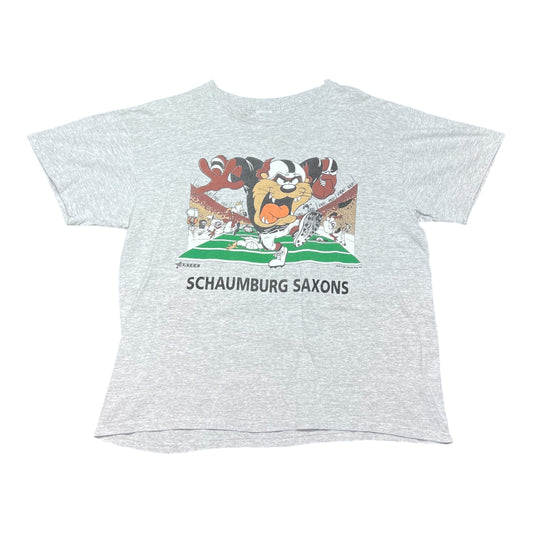 Vintage 1991 Artex Sportswear Tasmanian Devil Schaumburg Saxons Football Tee XL