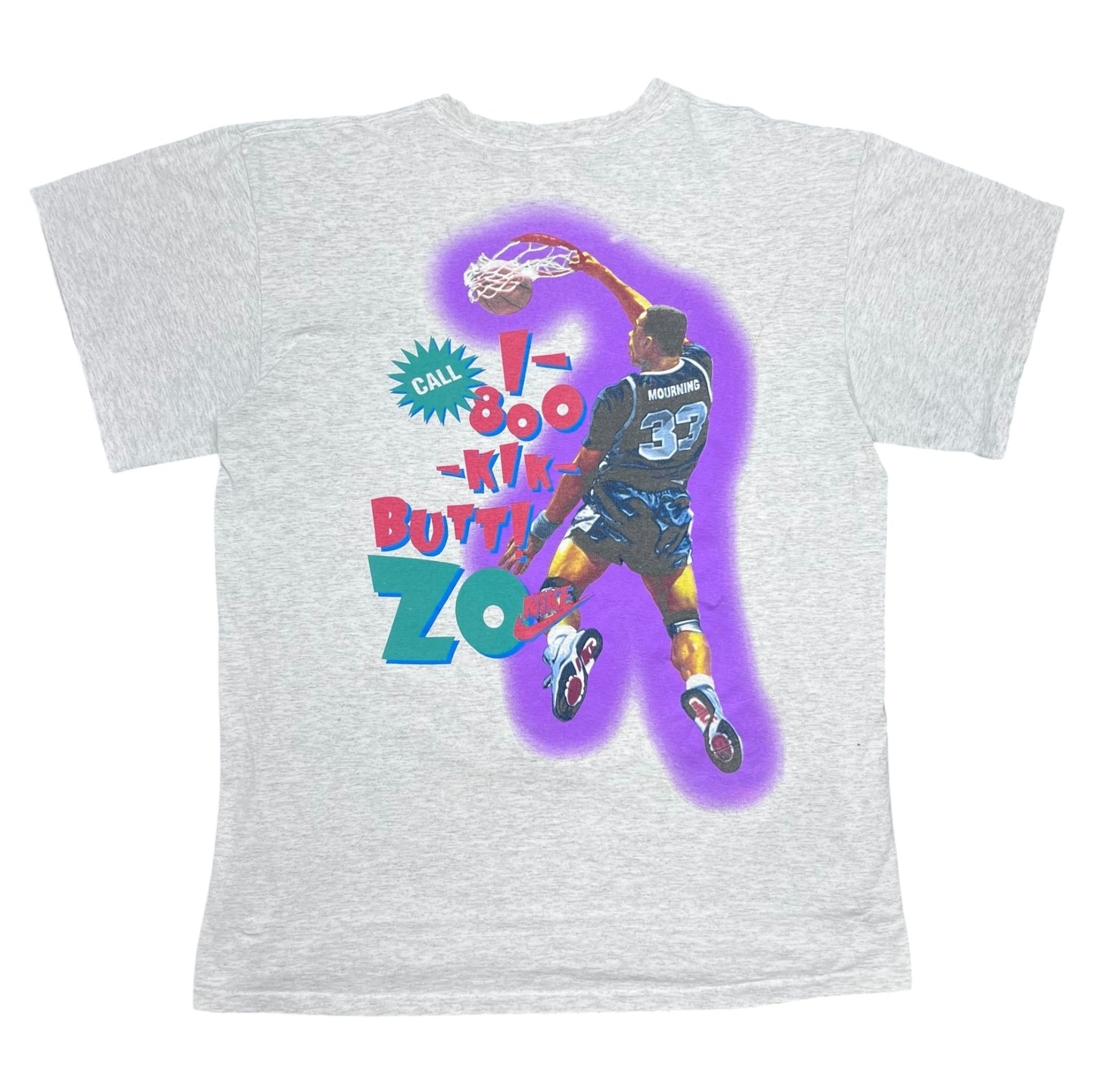 Vintage 90s Nike Alonzo Mourning Charlotte Hornets Double Sided Tee XXL