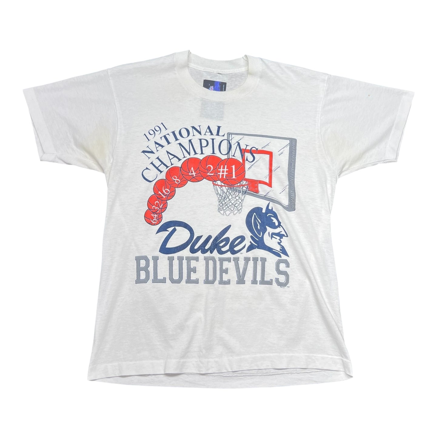 Vintage 1991 National Champions Duke University Blue Devils Basketball Tee L