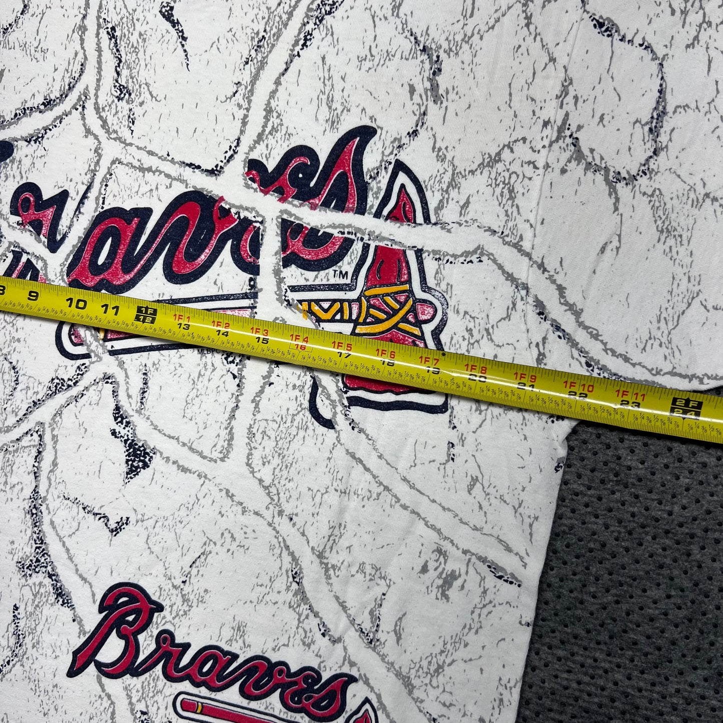 Vintage 90s Atlanta Braves Baseball Chop AOP Double Sided Tee L