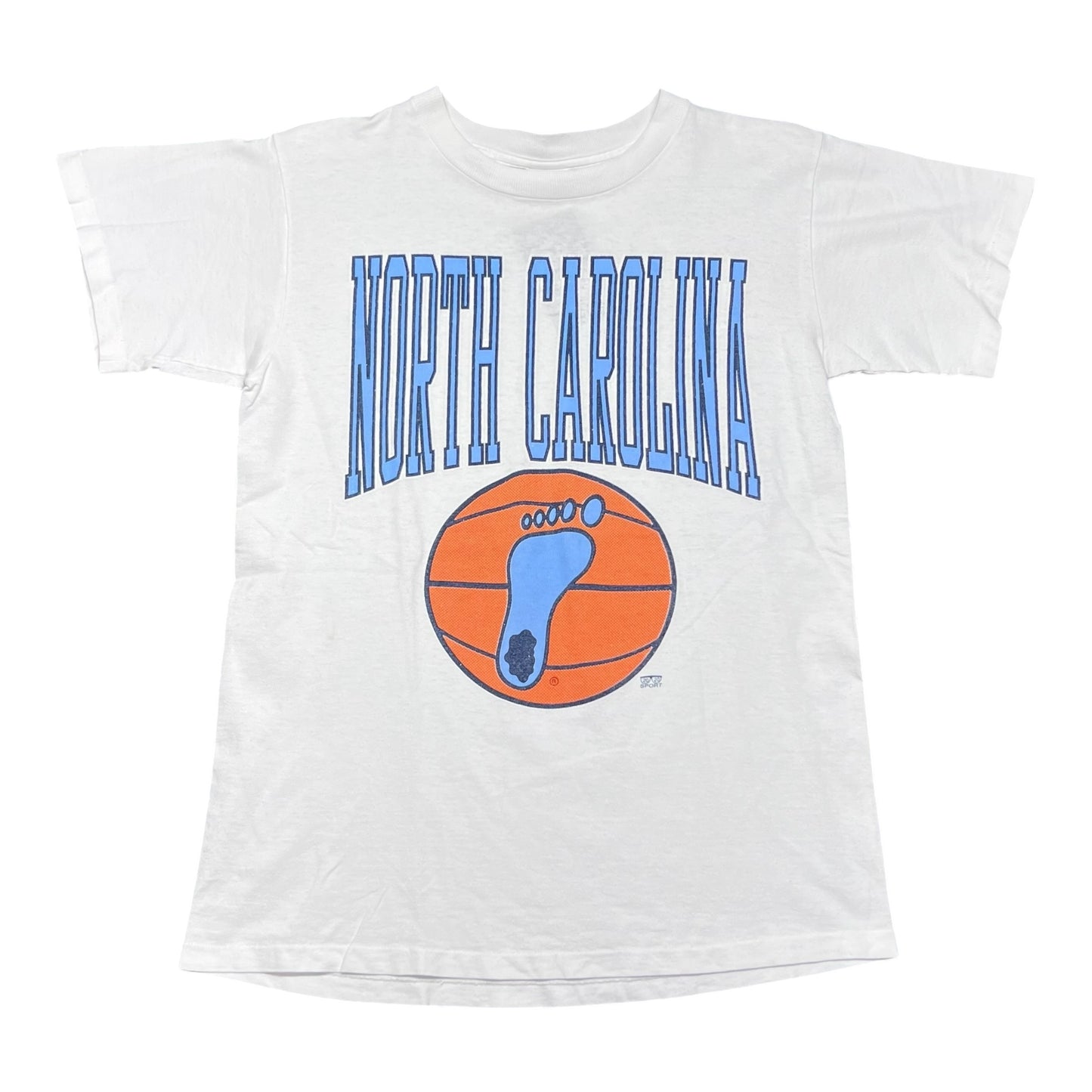 Vintage 90s North Carolina University Tar Heels Basketball Foot Print Tee M