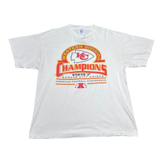 Vintage 1997 Logo 7 Kansas City Chiefs Western Division Champions Tee XXL