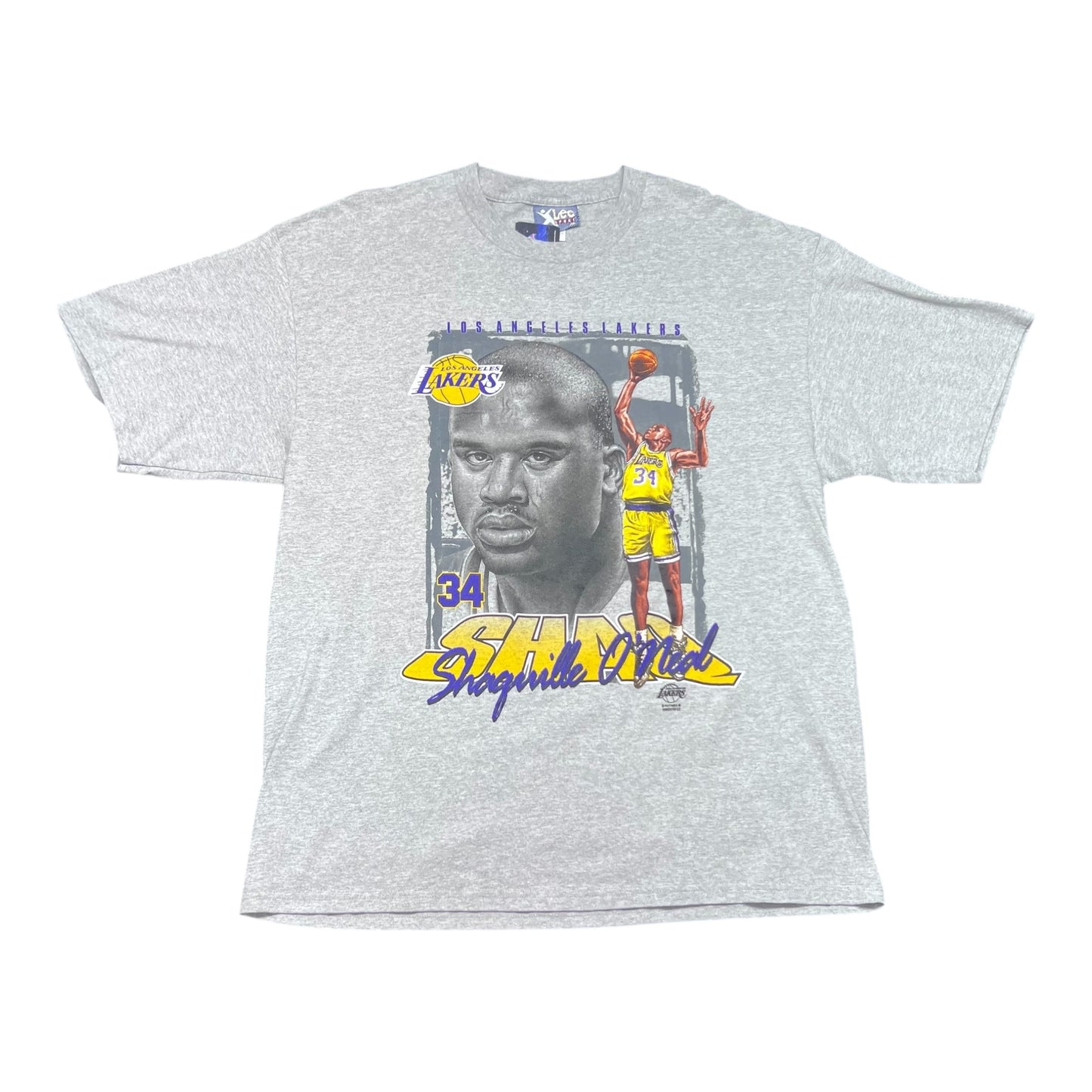 Vintage 90s Lee Sports Tag Los Angeles Lakers Shaquille O’Neal Player Tee XXL