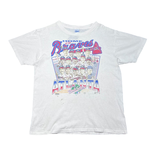 Vintage 1991 Salem Atlanta Braves World Series Champions Caricature Tee L