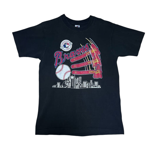 Vintage 1992 MLB Atlanta Braves Tomahawk Chop City Front Tee L