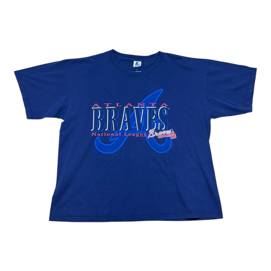 Vintage 1997 Starter MLB Atlanta Braves Baseball Navy Blue Tee XL