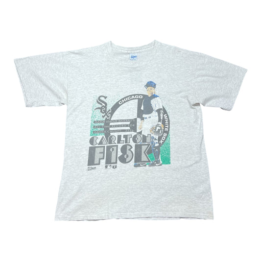 Vintage 1993 Salem MLB Chicago White Sox Carlton Fisk Baseball Player Tee XL