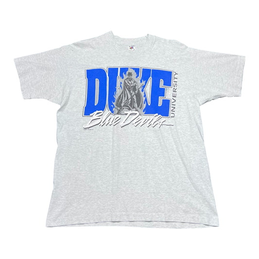 Vintage 90s FOTL Tag Duke University Grey Flames Blue Devils Tee XL