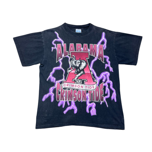 Vintage 90s Alabama Crimson Tide University Lightning American Thunder Tee L