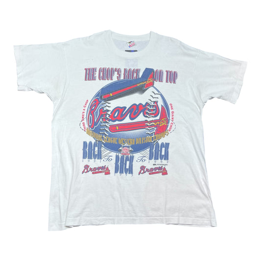 Vintage 1993 MLB Atlanta Braves Back To Back To Back World Series Champs Tee XL